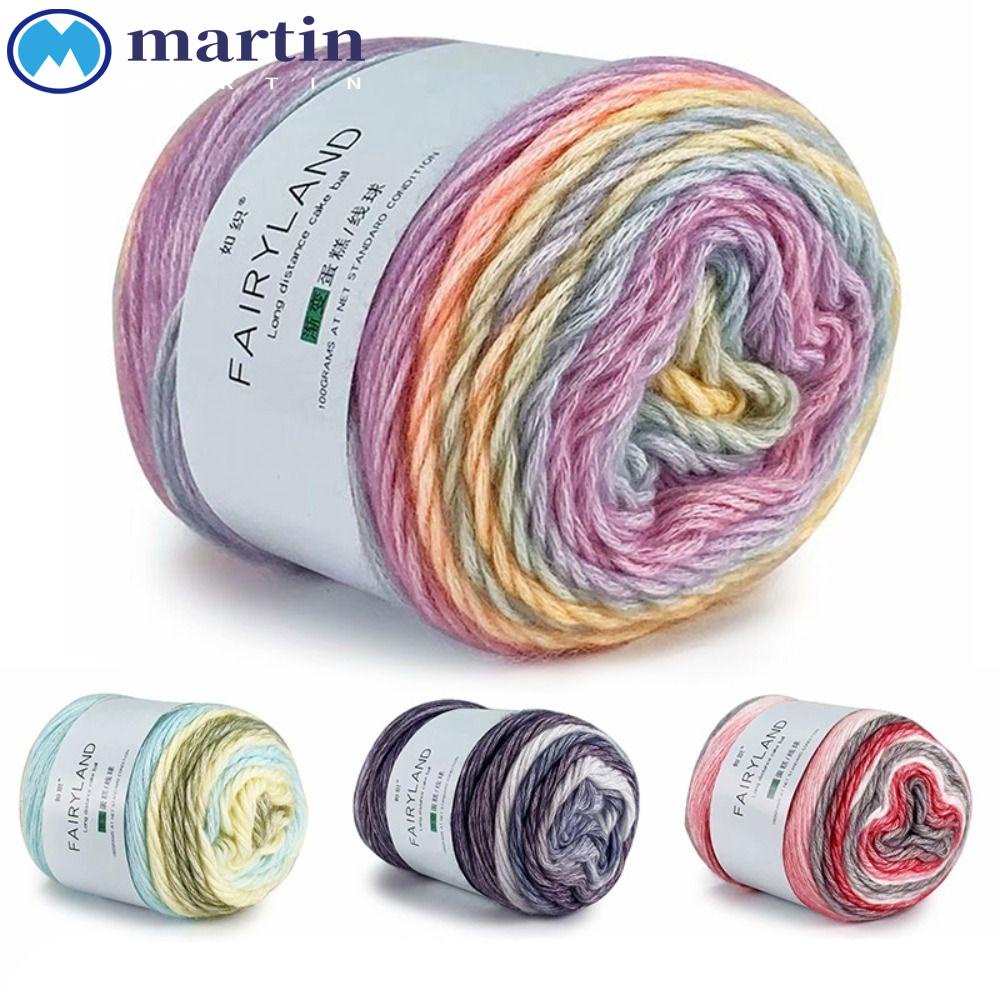 Martin ไหมพรมถักมือ ผ้าฝ้าย สีรุ้ง ไล่โทนสี 100 กรัม ใส่สบาย สําหรับแฟนซี