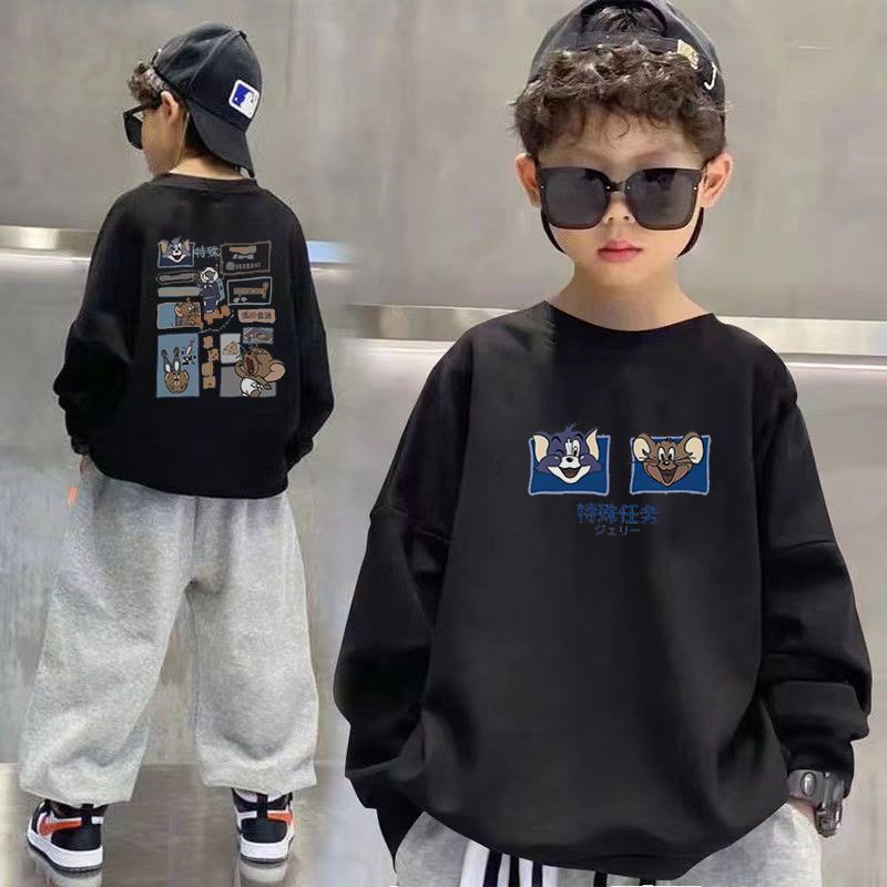 【พร้อมส่ง】เสื้อยืดคอกลม แขนยาว ลายการ์ตูน ทรงหลวม สําหรับเด็กผู้ชาย อายุ 3-15 ปี