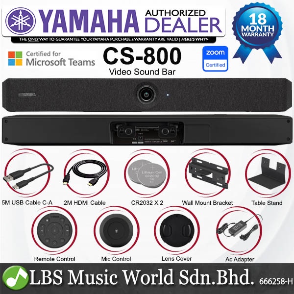 Yamaha CS-800 การประชุมทางวิดีโอ Sound Bar ลําโพงกล้องสําหรับห้อง Huddle (CS800)