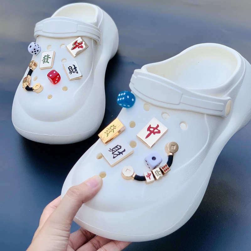 crocs Jibbitz set（ไม่รวมรองเท้า） shoe charms，ชุดอุปกรณ์เสริม หัวเข็มขัด รูปไพ่นกกระจอก สไตล์จีน แบบสร้างสรรค์ สําหรับตกแต่งรองเท้า Crocs jibbitz