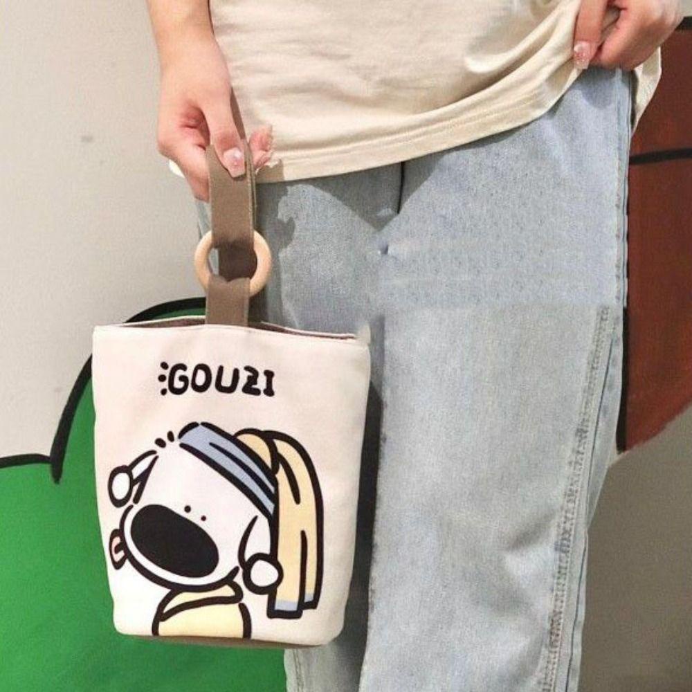 Bliss Canvas Bucket Bag, Letter Print Cartoon Tote Bag, Cute Mommy Bag Cartoon Large Capacity Print Canvas Handbag Girls