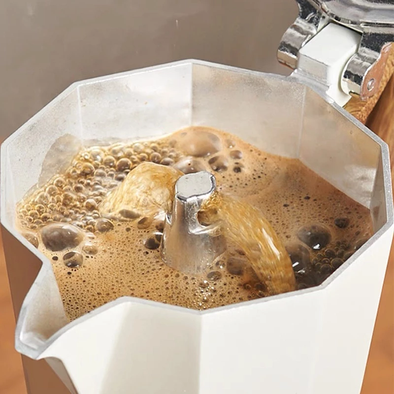 ☕☕☕ส่งวันนี้💯 150/300มล.Moka Pot กาต้มกาแฟสดพกพา หม้อต้มกาแฟ ทรงแปดเหลี่ยม หูจับลายไม้ thumbnail 5