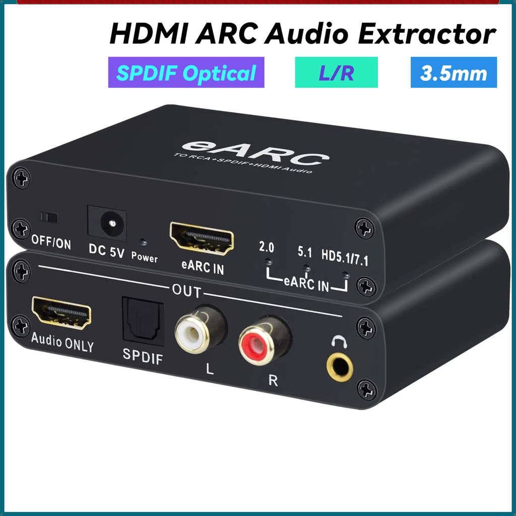 192khz eARC/ARC เครื่องแยกเสียง HDMI eARC ARC Audio เป็น HDMI SPDIF Optical L/R 3.5 มม. สเตอริโอ ออก ดิจิทัล เป็น อะนาล็อก Aduio Converter
