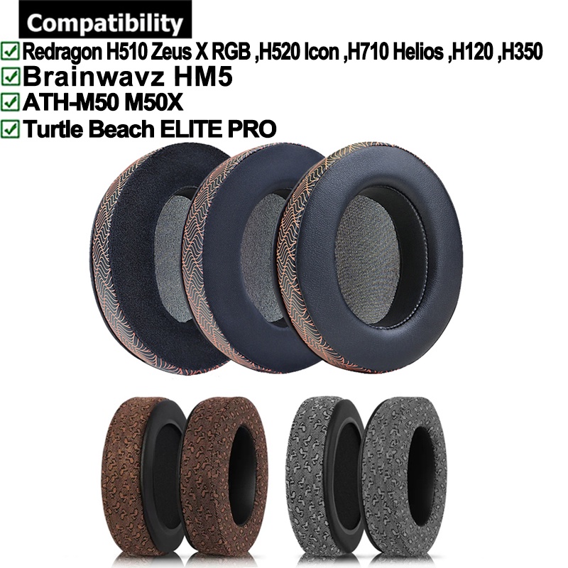 1 คู่แผ่นรองหูฟังสําหรับ Redragon H510 Zeus X RGB , H520 ไอคอน , H710 Helios , H120 , H350 / Brainwa