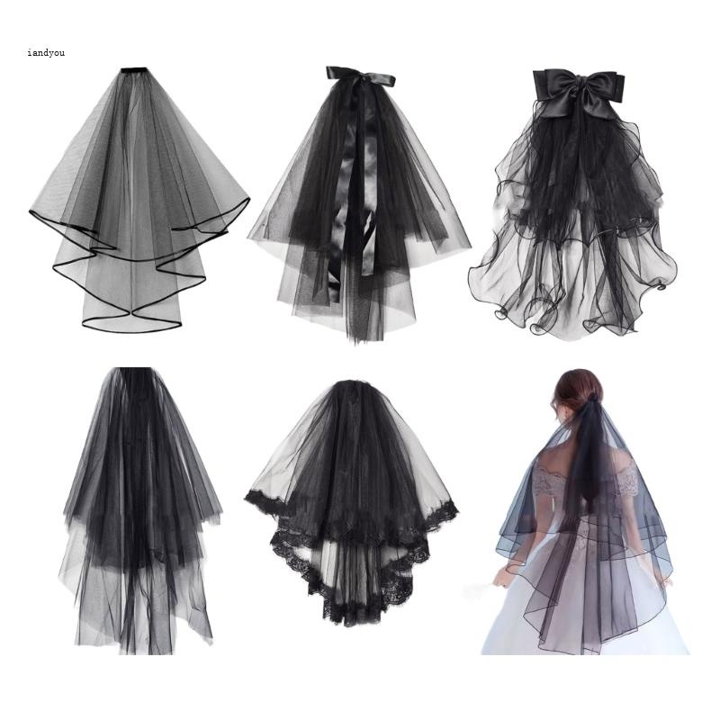 ✿ ผ้าคลุมหน้าเจ้าสาว สไตล์โกธิค พร้อมหวี สําหรับปาร์ตี้สละโสด