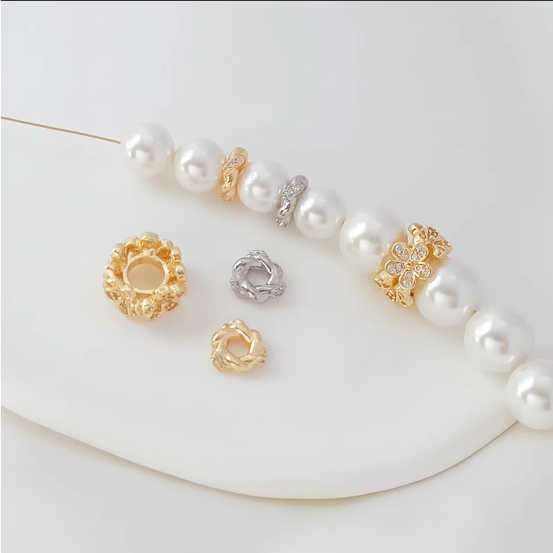 จี้ลูกปัดทองคํา 14k ประดับเพทาย กลวง ลายดอกคามิเลีย เครื่องประดับแฮนด์เมด DIY