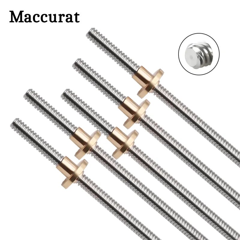 T8 Lead Screw OD 8mm Pitch 2mm Lead 2mm/8mm 150mm 200mm 250mm 300mm 330mm 350mm 400mm 500mm With Bra