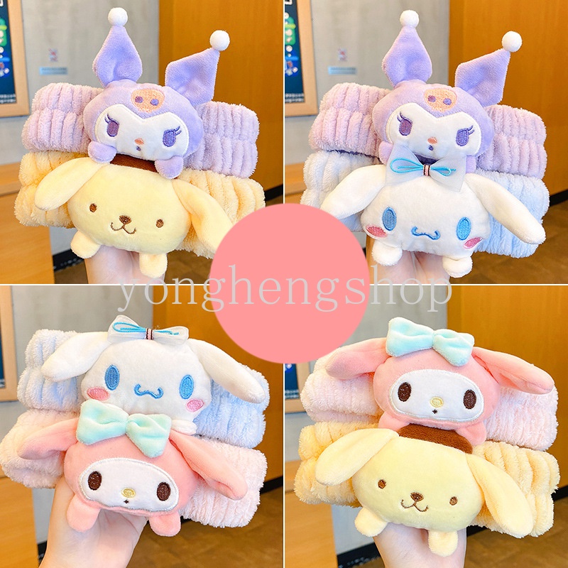 ที่คาดผม ผ้ากํามะหยี่ขนนิ่ม กันลื่น ลายการ์ตูน Sanrio Kuromi Melody Cinnamoroll น่ารัก เครื่องประดับ สําหรับผู้หญิง