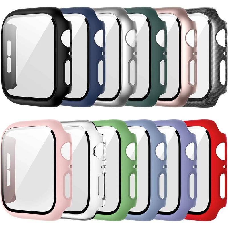 สําหรับ Apple Watch Series 9 8 7 41 มม. 45 มม. 3 2 1 38 มม. 42 มม. ฟิล์มกระจกนิรภัย + เคส Smartwatch เคสป้องกันหน้าจอ สําหรับ Apple Watch Series 6 5 4 SE 40 มม. 44 มม.