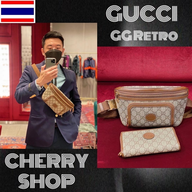 New 🍒กุชชี่ Gucci GG Retro series belt bag กระเป๋าคาดเข็มขัดผู้ชาย/กระเป๋าคาดอกผู้ชาย🍒682933 WO5A