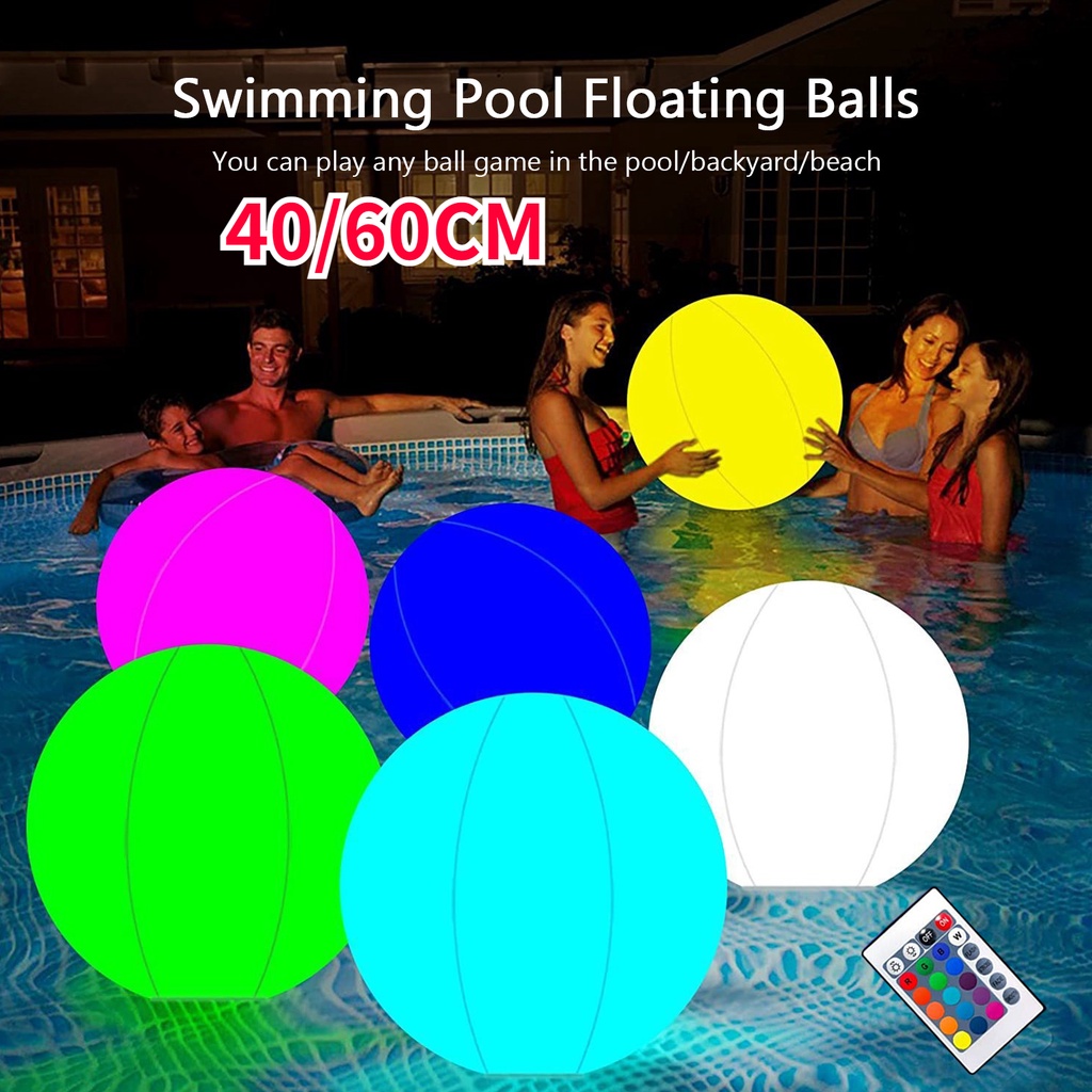 ลูกบอลเป่าลม มีไฟ LED เรืองแสง 16 สี 40 60 ซม. พร้อมรีโมตคอนโทรล สําหรับสระว่ายน้ํา ปาร์ตี้