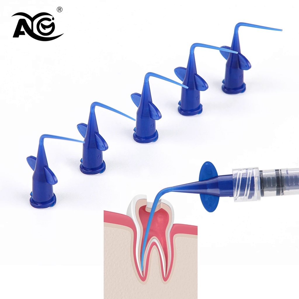 AG DENGT 50/100/200Pcs Teeth Whitening Dental Irrigation Tips Blue Dental Disposable Syringe Tip Den