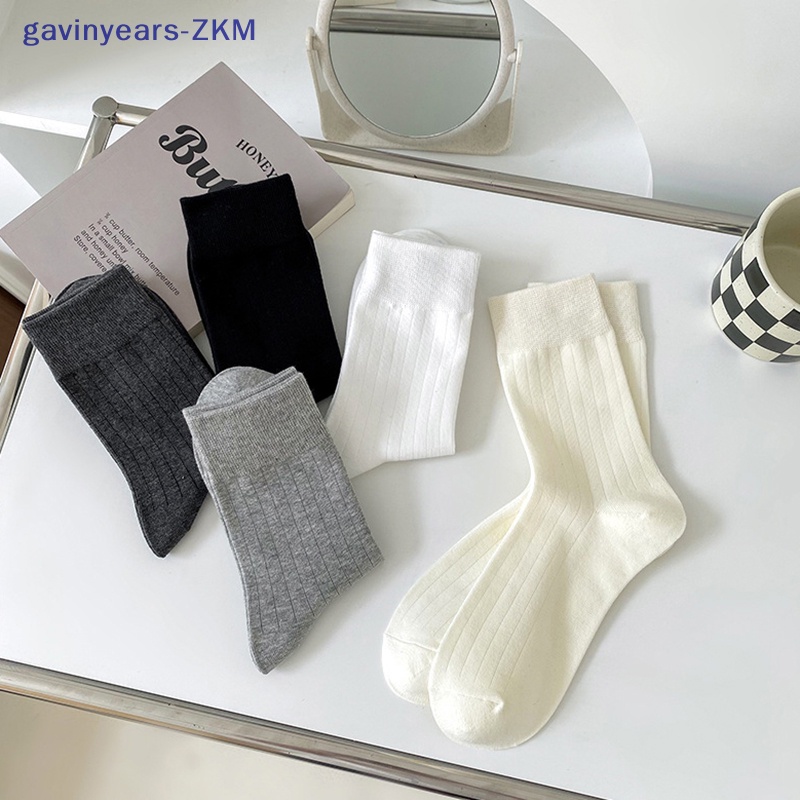 [gavinyears] ถุงเท้าผ้าฝ้าย สีดํา สีขาว สไตล์เกาหลี ญี่ปุ่น ย้อนยุค ฤดูใบไม้ร่วง ฤดูหนาว สําหรับผู้หญิง นักเรียน 1 คู่ [TH]