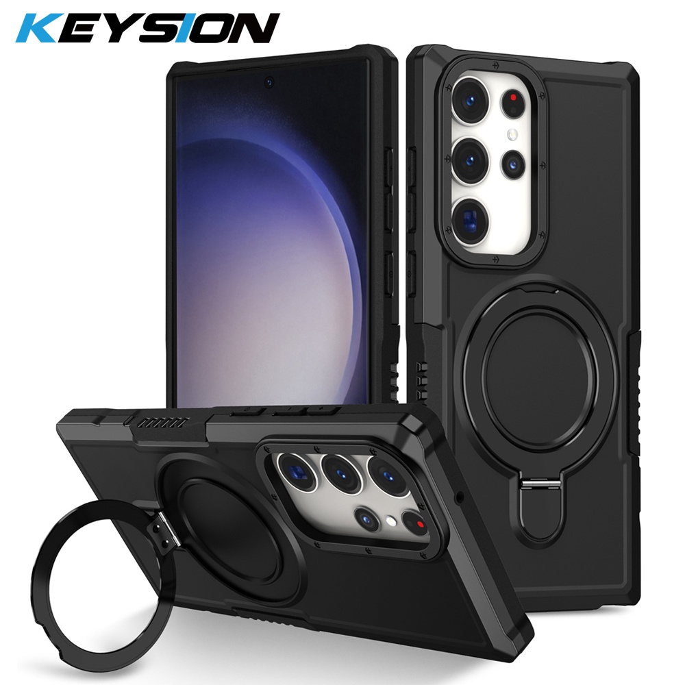 Keysion เคสโทรศัพท์มือถือ ซิลิโคน PC กันกระแทก พร้อมแหวนขาตั้ง สําหรับ Samsung S21 Ultra 5G S21+Plus S20 FE Galaxy Note 20 Ultra