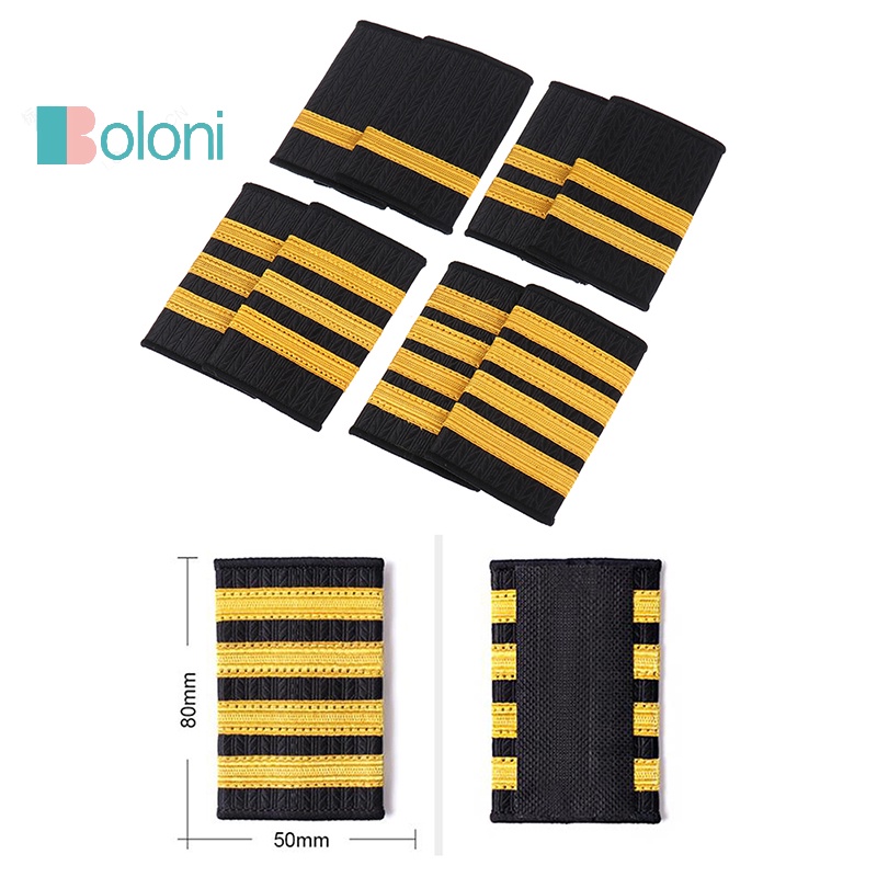 [Boloni] ใหม่ เครื่องแบบนักบิน อีพูเลตต์ ลายทาง สีทอง 1 คู่