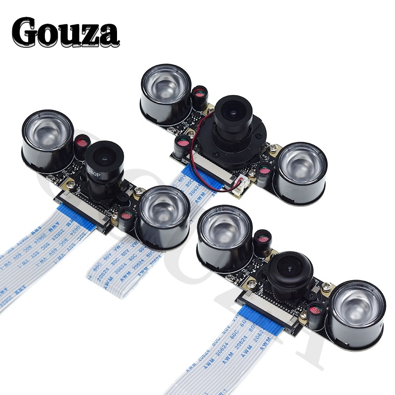 Gouza Raspberry Pi กล้องมองเห็นกลางคืน 4 5MP OV5647 70 95 160 องศา ปรับได้ สําหรับ Raspberry Pi 3 Model B