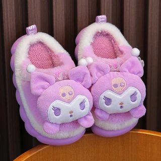 Reyno Sanrio Hello Kitty Cinnamoroll Kuromi Melody รองเท้าแตะ ผ้าฝ้าย กํามะหยี่ นุ่ม อบอุ่น เหมาะกับหน้าหนาว สําหรับผู้หญิง