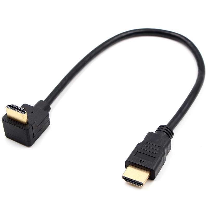สายเคเบิ้ล HDMI HD ชุบทอง 90 องศา ซ้าย ขวา°โปรเจคเตอร์หน้าจอคอมพิวเตอร์ ทองแดงบริสุทธิ์ 4K แบบโค้ง