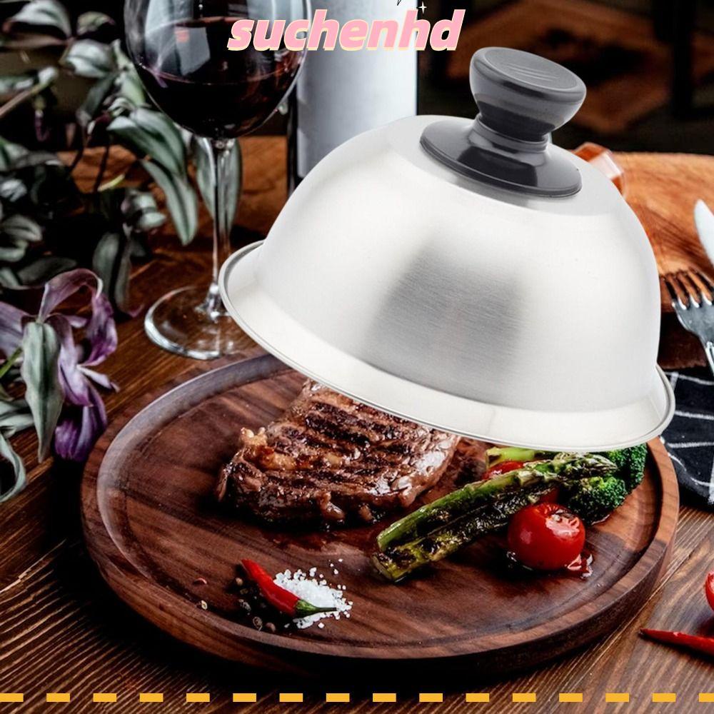 Suchenhd ฝาครอบหม้อทรงกลมสแตนเลส ฝาโดมหลอมชีสสำหรับเบอร์เกอร์ สเต็ก แซนด์วิช บาร์บีคิว เครื่องครัว