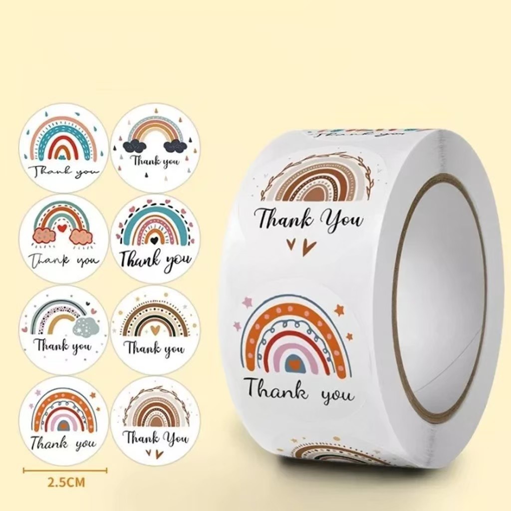 C271 สติ๊กเกอร์ Thank You 500 ชิ้น/ม้วนสําหรับตกแต่งสแครบบุ้คสติ๊กเกอร์ขอบคุณ Thankyou Sticker สติ๊กเกอร์ติดกล่อง