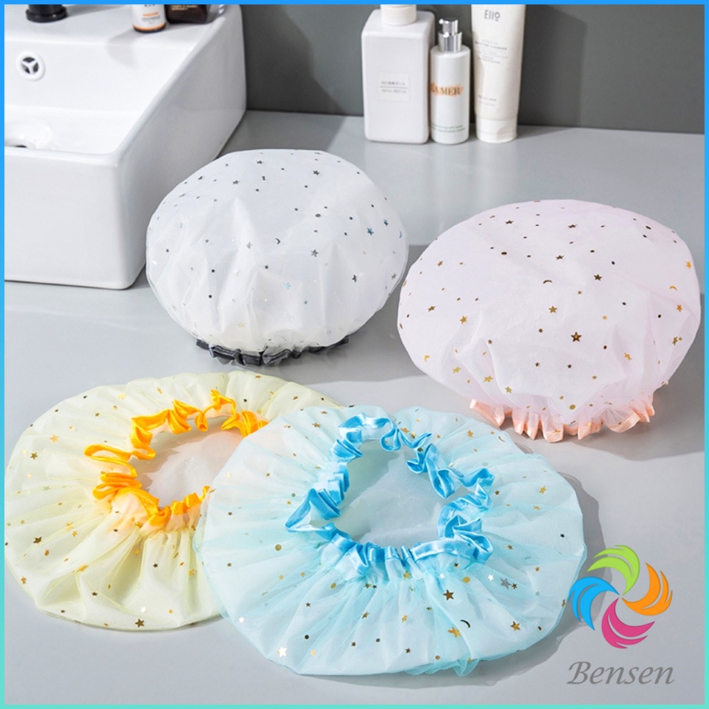 Bensen หมวกคลุมผมอาบน้ํา แบบหนาพิเศษ กันน้ํา สองชั้น ลายน่ารัก Shower cap - รูปที่ 2