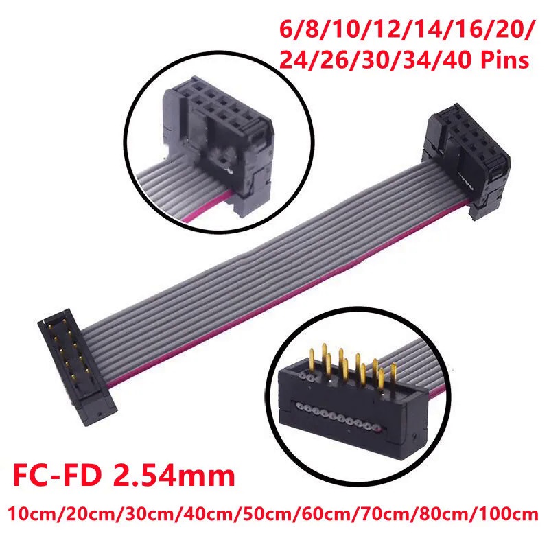 1PCS FC-FD DC4 IDC 2.54MM Pitch ชายหญิงเชื่อมต่อ 6/8/10/12/14/16/20/24/26/30/34/40 PIN แบนริบบิ้น DO