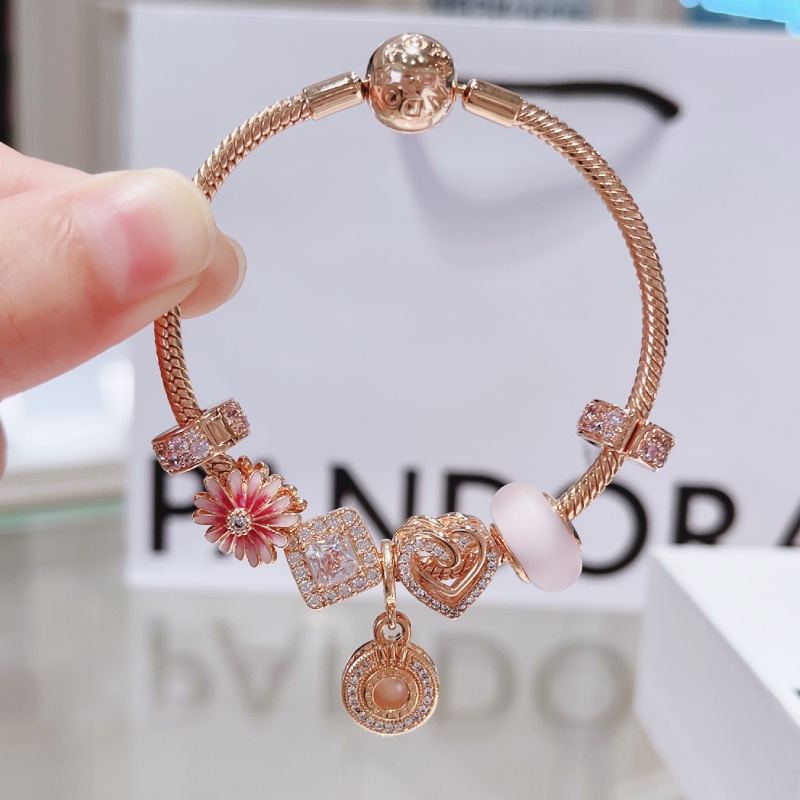 Pandora สร้อยข้อมือ ลายดอกเดซี่ สีโรสโกลด์ ของขวัญวันเกิด สําหรับแฟนสาว