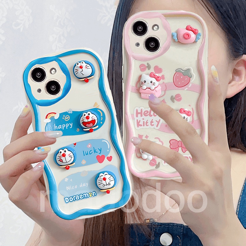 Casing Huawei Nova Y90 Y70 Y71 Y70+ Plus 11 10 9 7 SE 8 Pro 7i 5T Honor 20 P30 P40 Cute Cartoon Handwork 3D Doll Doraemon Kitty Cream Edge Fine Hole Soft Phone Case 1NY 58