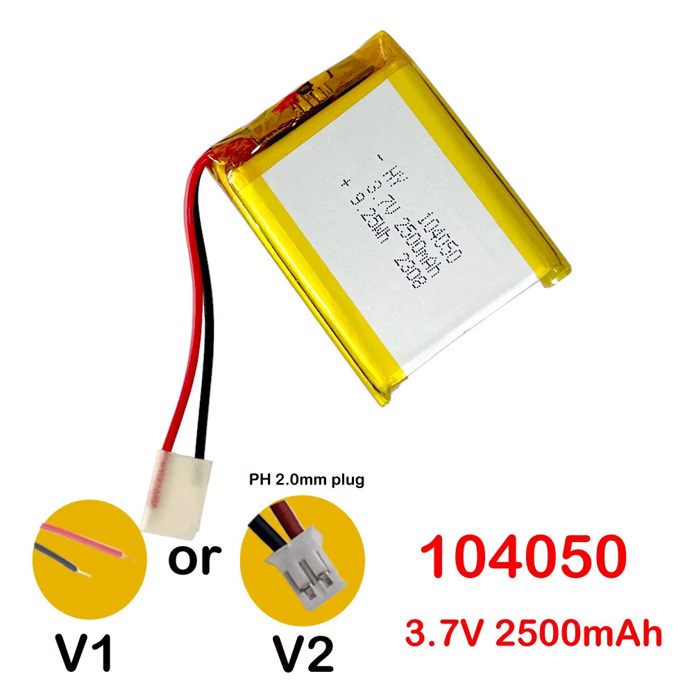 104050 Battery for GPS Camera Battery Bluetooth MP5 PS4 Remote Control Battery 3.7V 2500mAh Polymer 