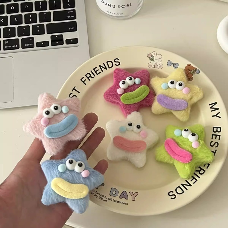 หลากหลายสไตล์ Plush ตลกน่ารัก Soft Star กิ๊บติดผม Hairpin คลิป Headwear