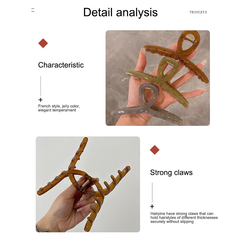 พร้อมส่งกิ๊บติดผมใหญ่ส์ใสเกาหลีแฟชั่นจับคลิปสำหรับผู้หญิงเครื่องประดับผม.COD - รูปที่ 6