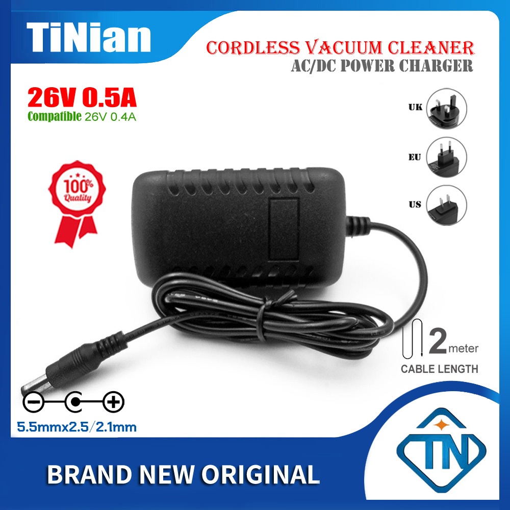 อะแดปเตอร์ชาร์จไฟ 26V 0.5A 0.4A AC DC สําหรับเครื่องดูดฝุ่นไร้สาย Vax SlimVac 22.2V TBTTV1B1 TBTTV1T