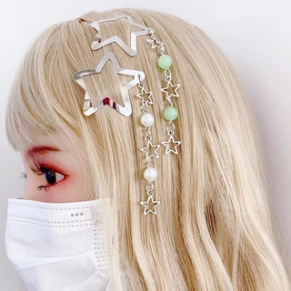 Arin Y2K สไตล์ Star Fringe Hairpin กิ๊บติดผมโลหะเครื่องประดับอุปกรณ์เสริม Cool Barrettes