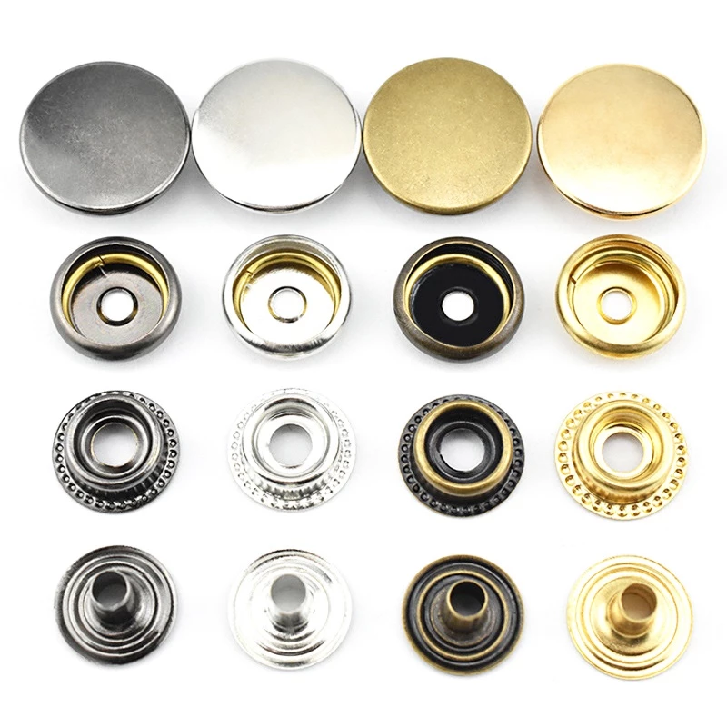 25 sets/100PCS bag 10/12.5/15/17/20mm hand pressed metal snap button rivet button clothes pants leather sewing button