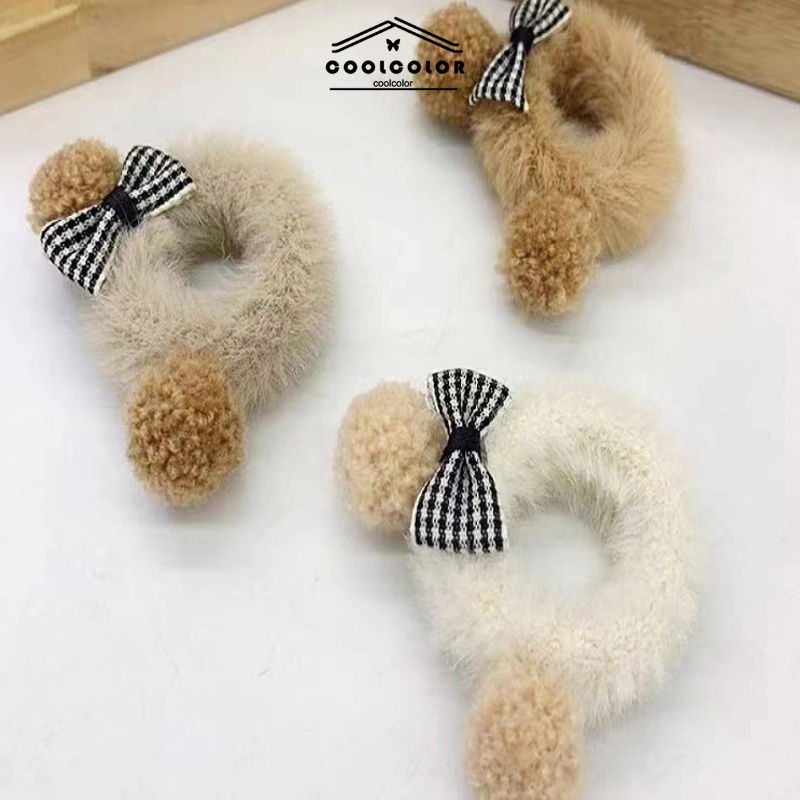 ในไทย💖ยางรัดผมตุ๊กตาหมีหูตุ๊กตาน่ารักเด็กผู้หญิงเครื่องประดับผมใหม่.COD - รูปที่ 2