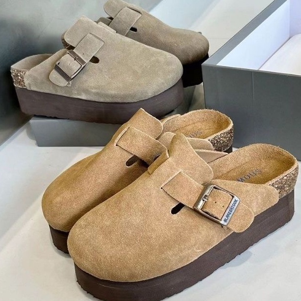 Birken รองเท้าแพลตฟอร์ม ส้นหนา หัวกลม แฟชั่นฤดูใบไม้ร่วง และฤดูหนาว 2024
