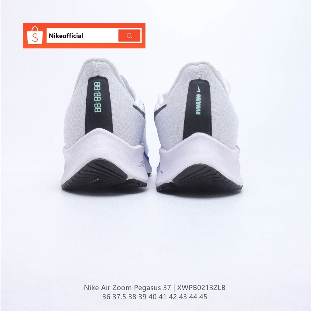 Nike Zoom Pegasus 37 ผ้าใบลำลองสีขาวของแท้ 100% สำหรับผู้หญิงและผู้ชาย รองเท้า free shipping
