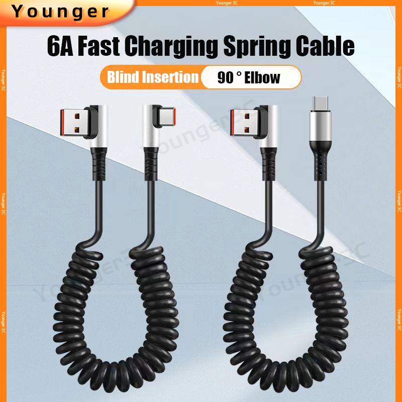 กล้องส่องทางไกล 66W 90°สายเคเบิลข้อศอก แบบสปริง ยืดหดได้ 1.6 ม. ชาร์จเร็วมาก สําหรับ ios Type C