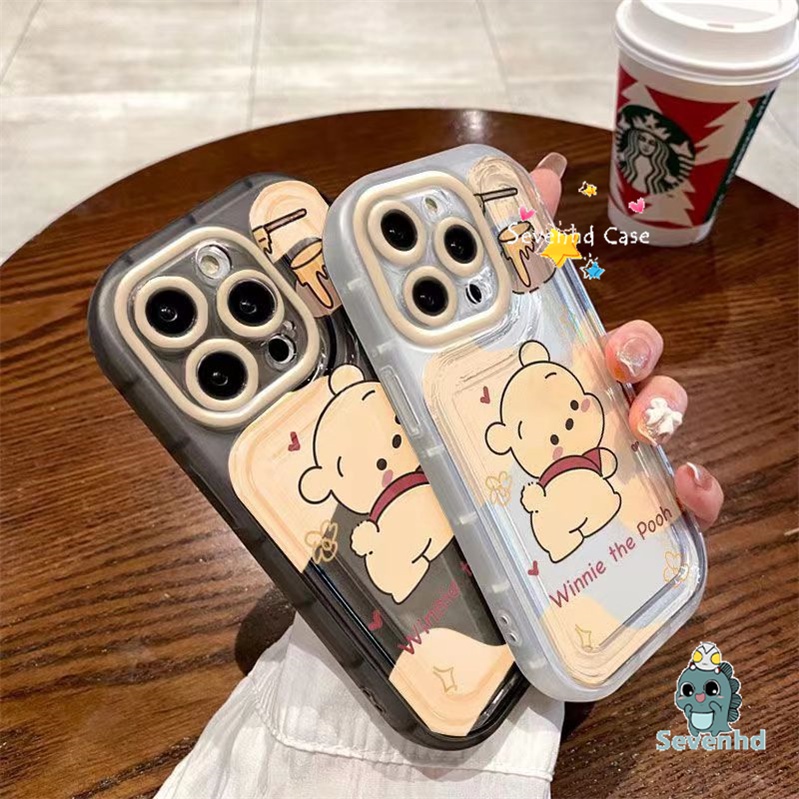 เคสโทรศัพท์มือถือ ซิลิโคนนุ่ม ใส กันกระแทก ลายการ์ตูนวินนี่ เดอะ พูห์น่ารัก สําหรับ iPhone 11 15 12 13 14 Pro Max X Xr Xs 8 7 6 Plus SE 2020