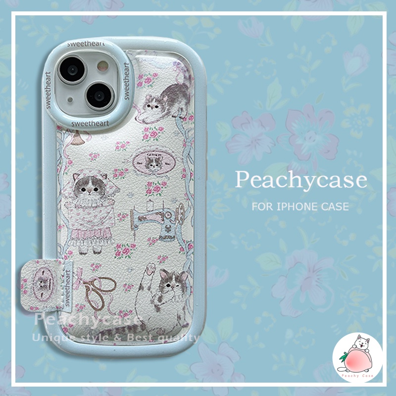 เคสโทรศัพท์มือถือหนัง TPU ลายดอกไม้ แมว กันกระแทก สไตล์เกาหลี สําหรับ iPhone 15 14 13 12 Pro Max 11 15promax