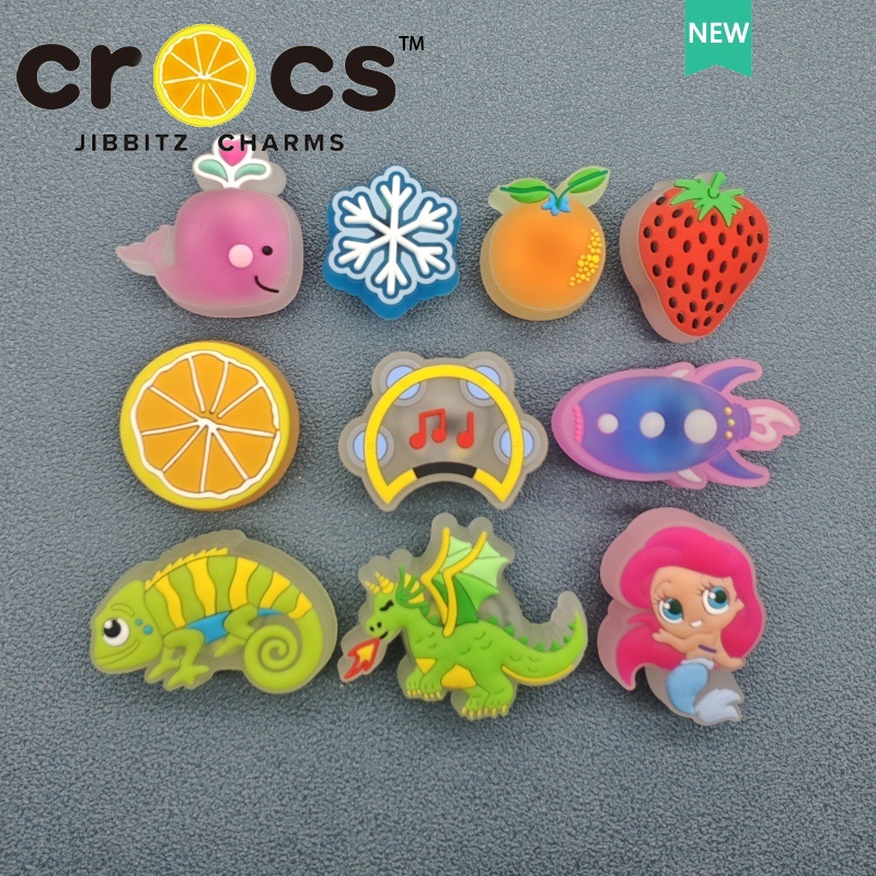 LED jibbitz crocs แท้ เข็มกลัดไฟกระพริบ LED รูปปลาวาฬ นางเงือก ปลาวาฬน่ารัก สําหรับตกแต่งรองเท้า
