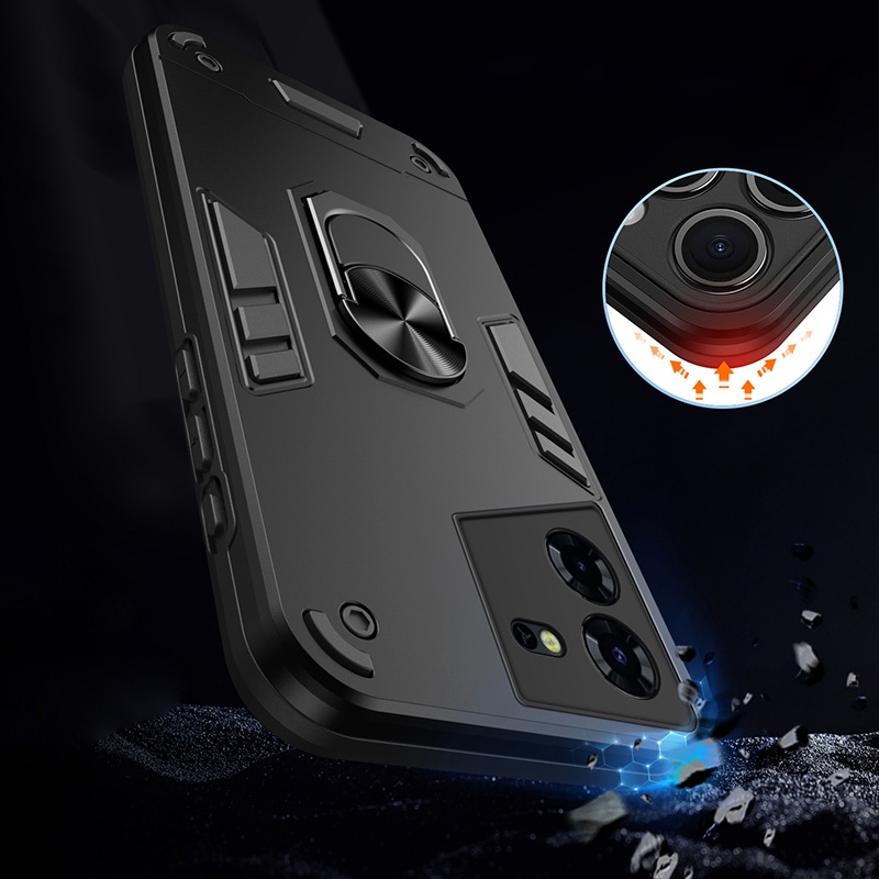 เคสไฮบริด กันกระแทก พร้อมแหวนขาตั้ง สําหรับ Tecno Pova 5 5 Pro 3 4 4 Pro LH7n LH8n LG7n LG8n LF7n