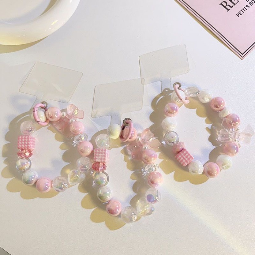 สีชมพู ลูกกวาด โทรศัพท์ แหวน สายคล้องโทรศัพท์ Airpods เชือกเส้นเล็ก พวงกุญแจ เครื่องประดับโทรศัพท์ การป้องกันการสูญหาย ป้องกันการตก อุปกรณ์โทรศัพท์