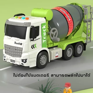 BHQ รถบรรทุกปูนซีเมนต์ รถก่อสร้าง รถบรรทุกผสม รถของเล่น ของเล่นเด็ก มีเสียงและแสง รถผสมปูนซีเมนต์
