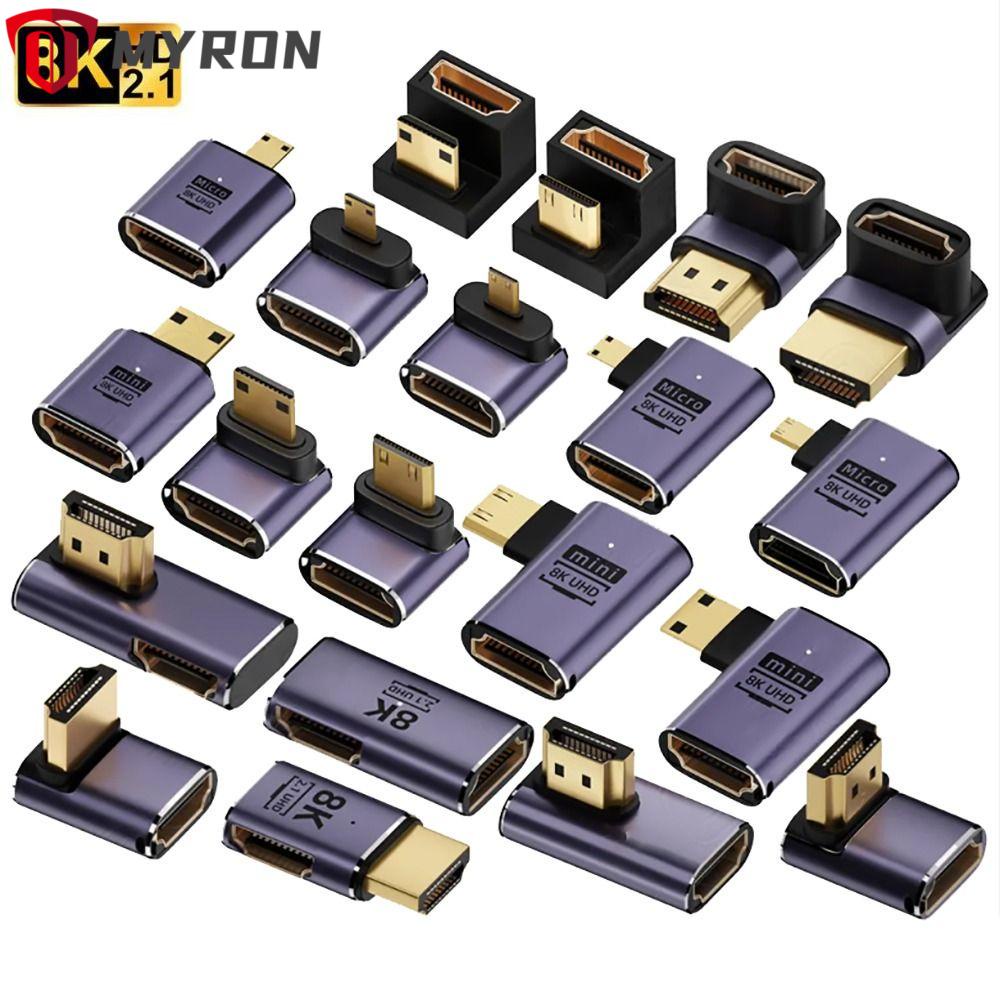 Myron อะแดปเตอร์แปลง HDMI ตัวผู้ เป็นตัวเมีย AF-AM UHD 8K 60HZ HDTV โปรเจคเตอร์มอนิเตอร์ LED ตัวผู้ HD 2.1 สําหรับแล็ปท็อป