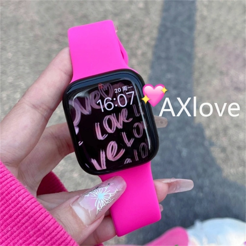 สายซิลิโคนอ่อนนุ่มสําหรับ Apple Watch 46MM series 10 Ultra 2 49 มม.45 มม.41 มม.Series 9 8 7 6 5 4 3 SE สร้อยข้อมือสําหรับ iWatch 40 มม.44 มม.38 มม.42 มม.สายนาฬิกา