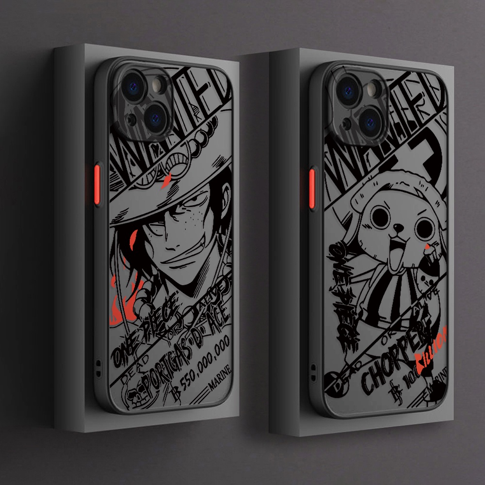 เคสโทรศัพท์มือถือแบบแข็ง โปร่งแสง ผิวด้าน ลาย One Piece Chopper ACE สีดํา สําหรับ Samsung Galaxy S10 S20 S21 S22 S23 S30 Lite FE Note 10 20 Ultra Pro Plus 4G 5G