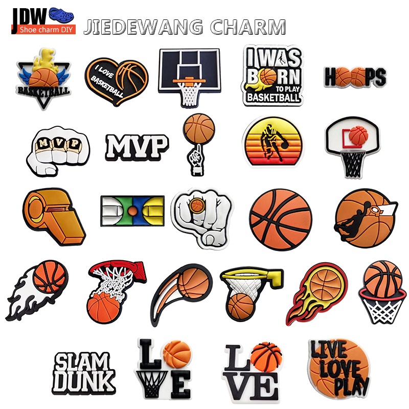 อุปกรณ์เสริมรองเท้าเสน่ห์บาสเก็ตบอลการ์ตูน Jibbit Buckle Clogs Pins Jibbit สําหรับ Croc