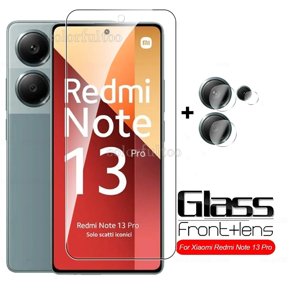 2in1 แก้วป้องกันฟิล์มสําหรับ Xiaomi Redmi หมายเหตุ 14 13 Pro Plus 13Pro + 14Pro + Note13Pro Note14Pro 4G 5G 9H HD ด้านหน้าโทรศัพท์ฟิล์มกระจกนิรภัยป้องกันหน้าจอกล้องด้านหลังเลนส์ฟิล์ม
