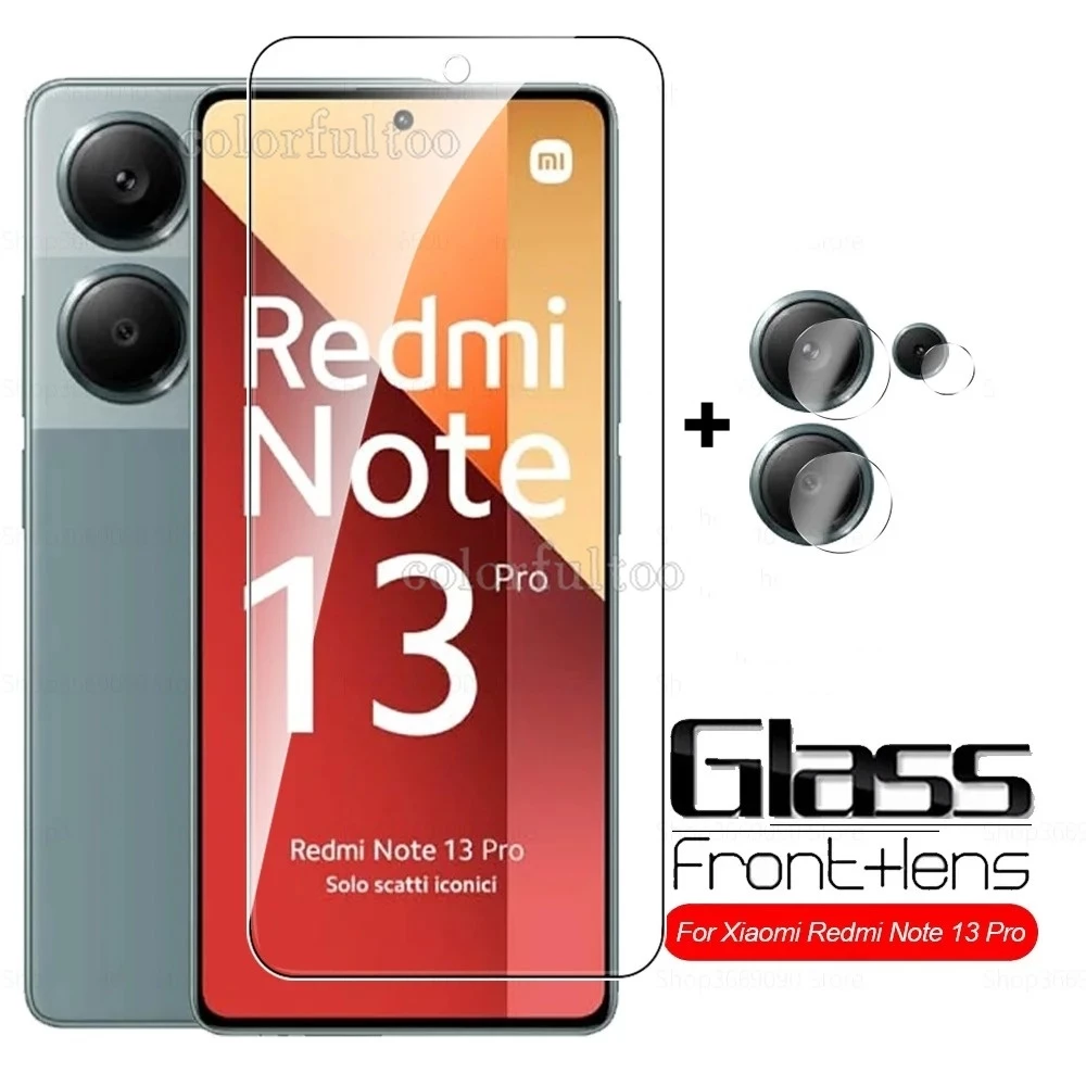 2in1 แก้วป้องกันฟิล์มสําหรับ Xiaomi Redmi หมายเหตุ 14 13 Pro Plus 13Pro + 14Pro + Note13Pro Note14Pro 4G 5G 9H HD ด้านหน้าโทรศัพท์ฟิล์มกระจกนิรภัยป้องกันหน้าจอกล้องด้านหลังเลนส์ฟิล์ม